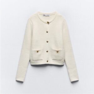 Zara Cream Cardigan Sweater